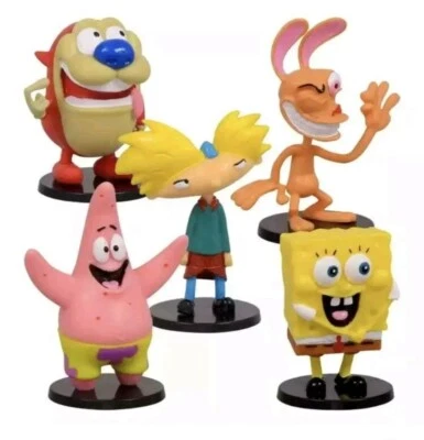 Juego de 5 mini figuras Nickelodeon Bob Esponja (SB/Patrick/Ren/Stimpy/Arnold) ¡Nuevo! Foto 1 de 4