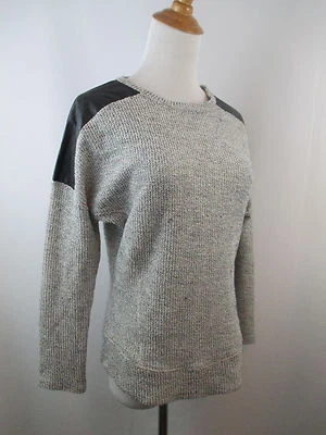 Suéter HEATHER BY BORDEAUX Gris Negro Imitación Cuero Inserto para el Hombro para Mujer talla XS Foto 1 de 4