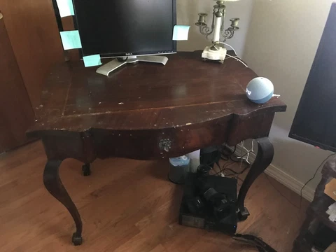 Antique English Mahogany Georgian Writing Table Draw key on Turned Legs c1790 Cover