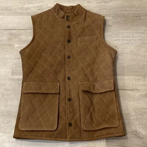 Women’s BRAEVAL Buffalo Hide Leather Windowpane Vest Sz Small S Brand New Brown - Picture 1 of 11