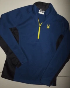 SPYDER 1/4 ZIP BLUE & BLACK JACKET MENS SIZE LARGE V789 - Picture 1 of 2