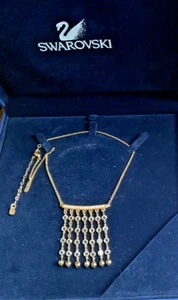 SWAROVSKI CRYSTAL WATERFALL GOLD TONE NECKLACE IN BOX WITH CERTIFICATE BOOKLET - Picture 1 of 12