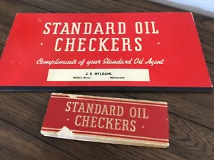 VINTAGE STANDARD OIL CHECKERS FULL SET Willow River, MN, HTF complete - Picture 1 of 5