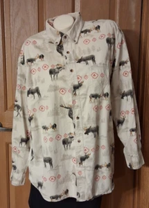 Rugged Earth Outfitters Tan Shirt Elks Long Sleeves Button Down Collar Men's L - Picture 1 of 4