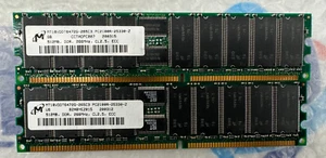 2x MICRON MT18VDDT6472G-265C3 512MB SERVER DIMM DDR PC2100R - Picture 1 of 2