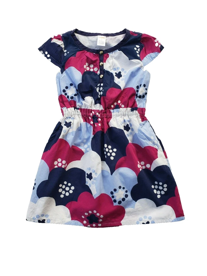 Vestido Gimboree Niñas Talla 6 Dije Clase Floral Verano Azul Marino Blanco Flor Foto 1 de 4