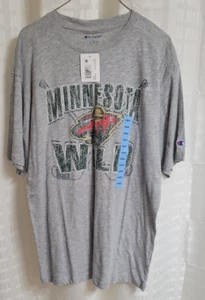 NHL Official Licensed Minnesota Wild Grey Men's Large Tee By Champion - Picture 1 of 6