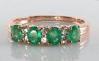 Classic 9k 9ct Rose Gold Emerald & Diamond Eternity Ring Free Resize