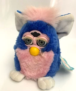 Vintage Tiger Furby Babies Baby Little Baby azul y rosa y etiqueta (G6 - Imagen 1 de 8
