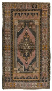 4.4x7.3 Ft Unusual Handmade Mid-20th Century Turkish Wool Rug with Tribal Style - Picture 1 of 4