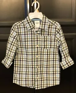 OshKosh B’Gosh Plaid Button-Up Shirt Boys SIZE 7 Long Sleeve *NWT* - Picture 1 of 7