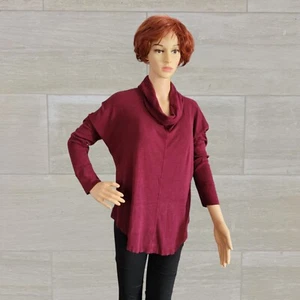 Max Studio Burgundy Red Medium Knit Cowl Neck , Raw hem T46 - Bild 1 von 8