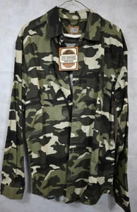 NWT 10W Apparel Work Wear Camo Tan Green Cotton Shirt L 17x37 - Picture 1 of 5