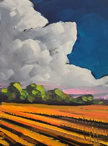 New Art Deco Canvas Painting Small Sketch Impressionism Palette Sky Oil Hawkins - Picture 1 of 8