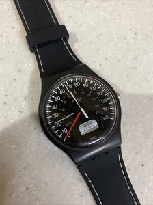 41mm Swatch Watch Black Brake SUOR104 Black Speedometer Dial Kmh Mph W/Battery - Picture 1 of 6