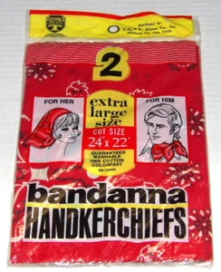 2 Vtg 1970s Bandana/Handkerchiefs TG&Y Stores Oklahoma City OK SEALED Deadstock - Picture 1 of 4