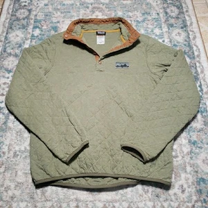 Patagonia Sweater Men's Small Snap-T Diamond Quilt Green Organic Cotton - Picture 1 of 9