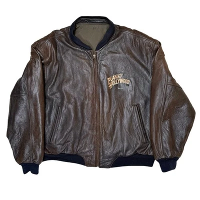 Chaqueta Bomber Vintage Reno Reversible Cuero Marrón XL Unisex Foto 1 de 4