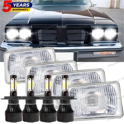 4PCS 4x6'' Led Headlights High Low Beam For 1980-1988 Oldsmobile Cutlass Ciera - Image 1 of 4
