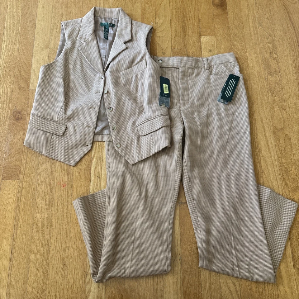 Lauren Ralph Lauren Vest Pants Womens 12 Brown LRL Classy Suit Separate New - Image 1 of 4