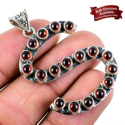 Colgante boho de plata maciza 925 granate hessonita natural hija cumpleaños boda Foto 1 de 4