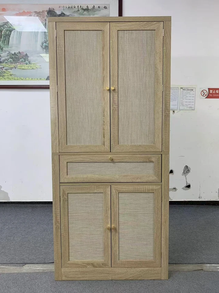 Mueble despensa de 70 pulgadas de alto, gabinete de almacenamiento de cocina de ratán con cajón, puerta... Foto 1 de 1