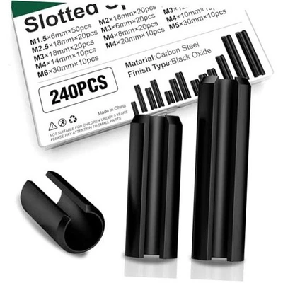 Surtido de pasadores de rollo de piezas, juego de pasadores de rollo SAE, pasadores de resorte ranurados, acero dividido 240 Foto 1 de 4