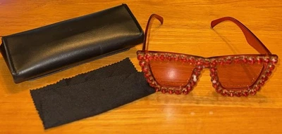 Красный негабаритный блестящий со стразами солнцезащитные очки женщин моды квадратные оттенки вечеринки подарок - Изображение 1 из 4