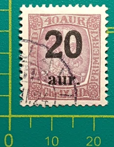 Iceland stamp 1921, Sc A9 20a on 40a violet, used - Picture 1 of 5
