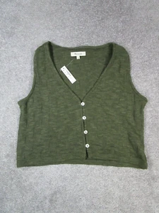 Madewell Sweater Womens Xs Green Cotton Blend Knit Vest New - Picture 1 of 9