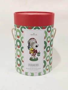 Hallmark 2024 Peanuts 9 1/2” HOLIDAY SNOOPY & WOODSTOCK Wooden Nutcracker New - Picture 1 of 9