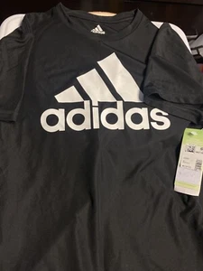 adidas T Shirt Boys Size M (10-12) Black T shirt Logo New with Tags - Picture 1 of 3