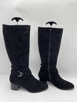 Botas de pantorrilla regulares Anne Klein Maelie hasta la rodilla de microgamuza negras talla 10 Foto 1 de 4