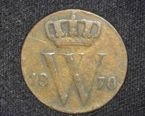 NETHERLANDS 1870 1/2 CENT KM90 VERY FINE ~FCS-733 - Picture 1 of 2