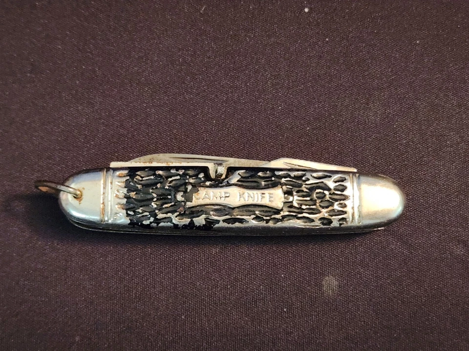 Navaja de campamento vintage cuchillo de bolsillo mango de aluminio, hecha en Alemania Foto 1 de 4