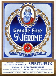 Vintage Original Wine Label Grande Fine St. Jerome Desmet-Maertens  4" X 5 1/4" - Picture 1 of 1