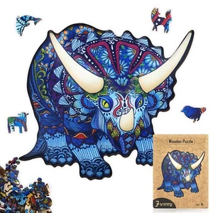 Dinosaur 186 pieces, Wooden Jigsaw Puzzles, unique irregular animal shaped Gifts - Picture 1 of 13