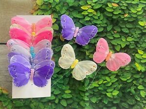 12 dużych motyli monarch z piór 5 cali pastelowe różne - sztuczny motyl
