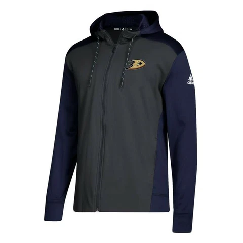 Anaheim Ducks NHL Adidas Men's Black/Navy Hockey Finished Pulllover Hoodie Cover