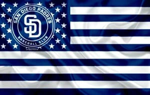 2 San Diego Padres Wavy Stars & Stripes Flag Design Vinyl STICKERS 5x3.15 Decals - Picture 1 of 1