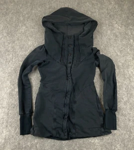 Prairie Underground Cloak Hoodie Full Zip Womens Small S Black Thrashed Organic - Picture 1 of 18
