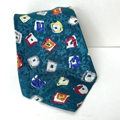Corbata De Colección Adolfo Colorida Abstracta Geométrica AOP Hecha en EE. UU. Corbata Años 90 Y2K Foto 1 de 4
