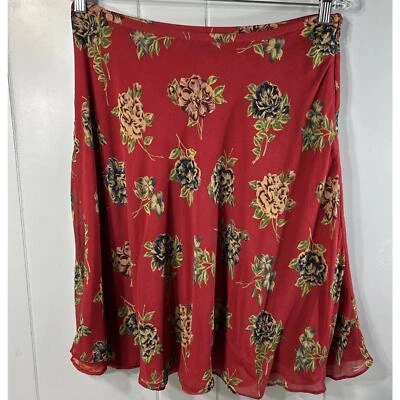 August Falda de Seda para Mujer Talla 12/42 Rojo Estampado de Seda Gasa Falda Columpio Bohemia Foto 1 de 4