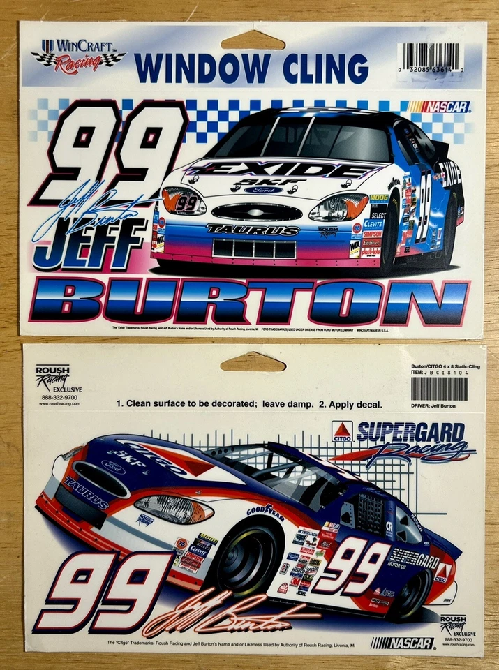 Jeff Burton #99 Exide-Citgo Vintage Carrera Calcomanías/Se aferra Lote de dos (2) 5”x8” Nuevo Foto 1 de 1