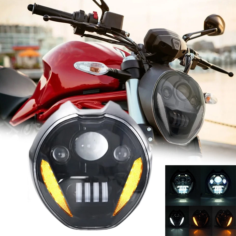 Faro LED haz alto/bajo señal de giro para Ducati Monster 821 659 797 1200 1200S Foto 1 de 4