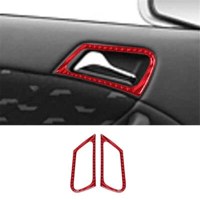Cubierta de manija de puerta delantera de fibra de carbono roja tipo C para Mercedes-Benz W203 2005-07 Foto 1 de 4