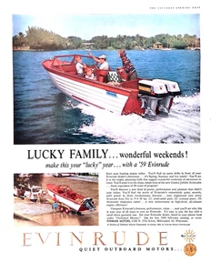 Evinrude Outboard Motors 1957 Print Ad Quiet Outboard Motors 11x14 - Picture 1 of 4