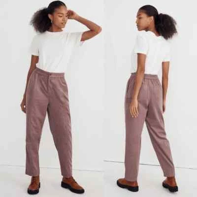 Pantalones de Pana MADEWELL Medianos Fig Malva Púrpura Cónicos Plisados Cómodos Foto 1 de 4