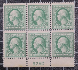 Scott 525 1 Cent Washington MNH Plate Block Of 6 Bottom # 9250 SCV $50.00 - Picture 1 of 2