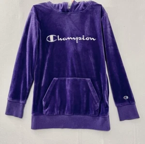 EUC Girl's Champion Purple Velour Hooded Sweatshirt, Girls size S - Picture 1 of 5